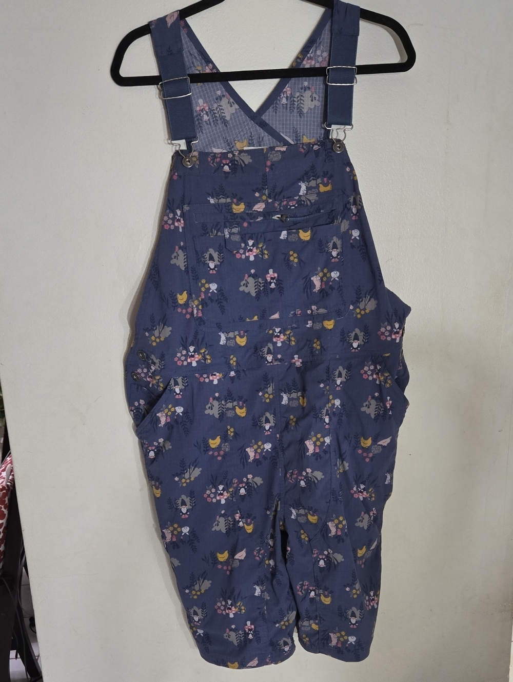 Duluth Trading Heirloom Floral Farm Navy Blue Gardening Bib Overalls size XL